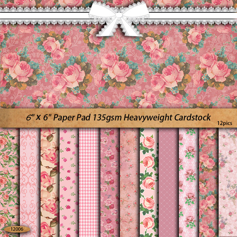 Pink Floral Digital Paper, Floral Pink Paper, Shabby Chic Paper