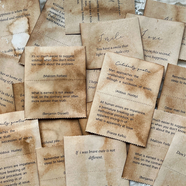 48PCS Coffee dyed English background paper