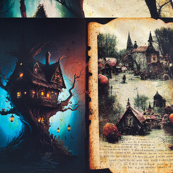 10PCS Retro Witch Castle background paper