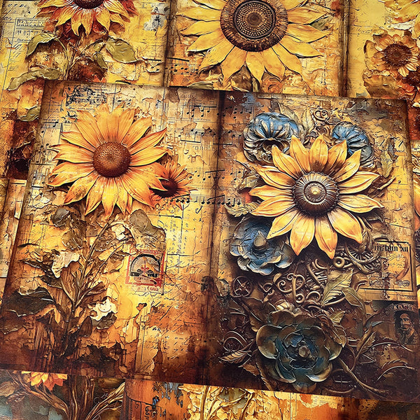6PCS Steampunk sunflower background paper