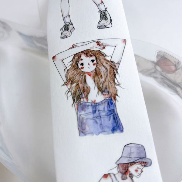 4.5cm*333cm Cool girl Die Cutting Washi/PET/Fog PET Tape