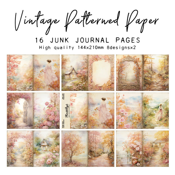 16PCS Autumn stroll background paper