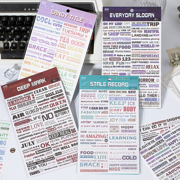 4PCS English title series sticker