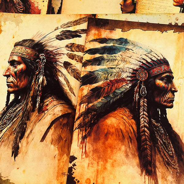 10PCS Vintage Native American background paper