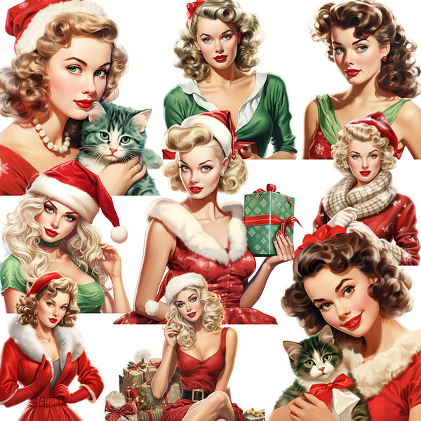 20PCS Vintage Christmas Girl sticker