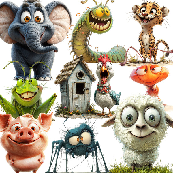 20PCS Cartoon animals sticker