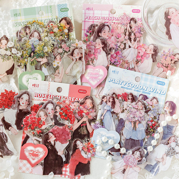 30PCS Bouquet girls series sticker