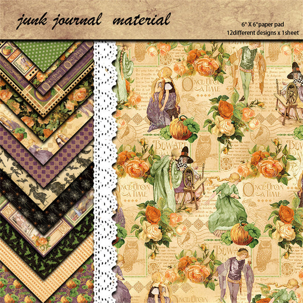 12PCS Strange story material paper