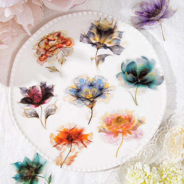 15PCS Floating flowers painted shadows series sticker