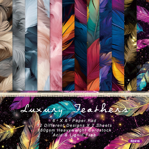 24PCS Luxury Feathers background paper