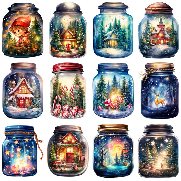 16PCS Winter Christmas magic jar