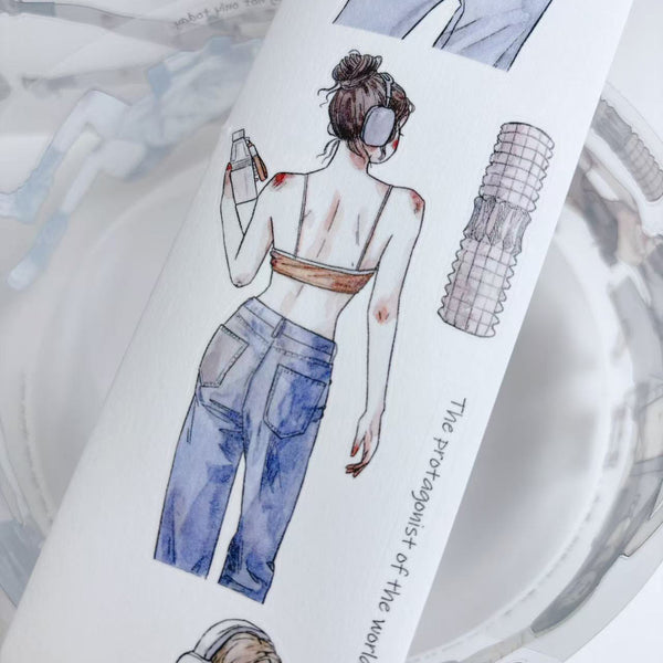 Whole Roll 6cm*10m Daily fitness routine Die Cutting Washi/PET/Fog PET Tape