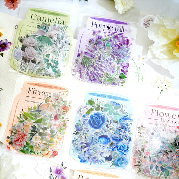 100PCS Mountain flower field series sticker