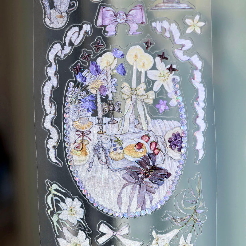Whole Roll 6.5cm*5m Enchanting Tea Mist Die Cutting Shell Light PET T ...