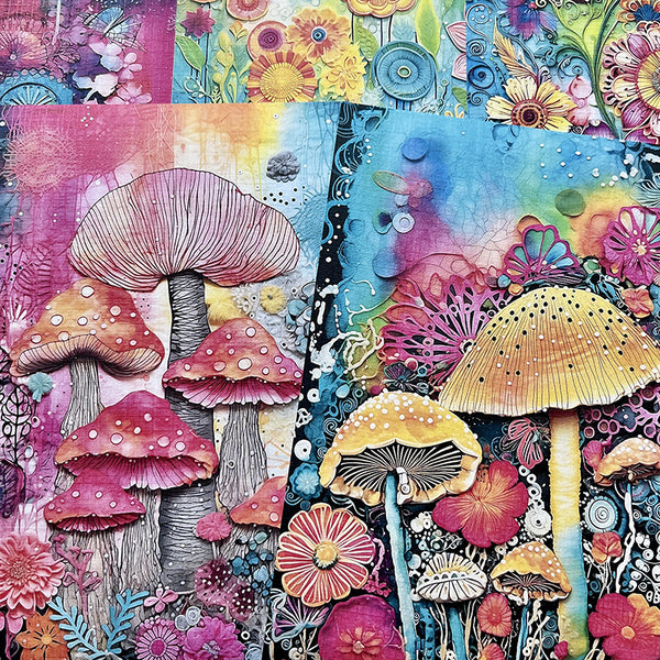 20PCS Bohemian mushroom background paper