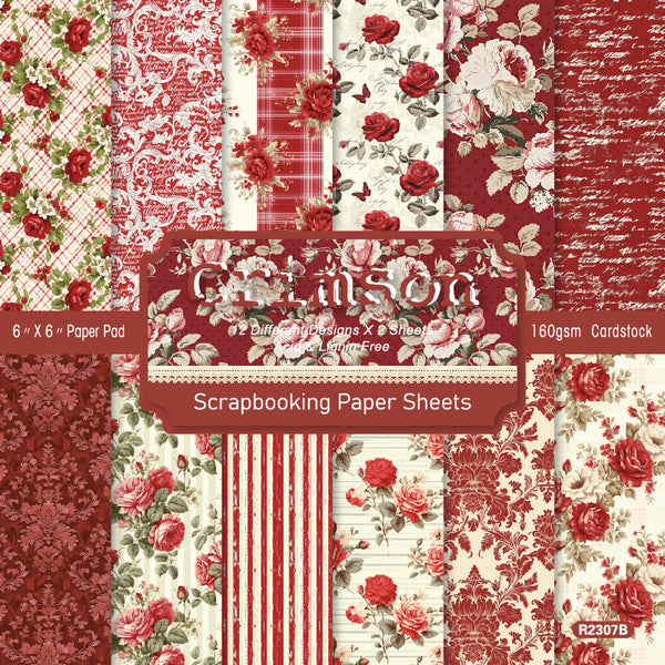 24PCS Crimson background paper