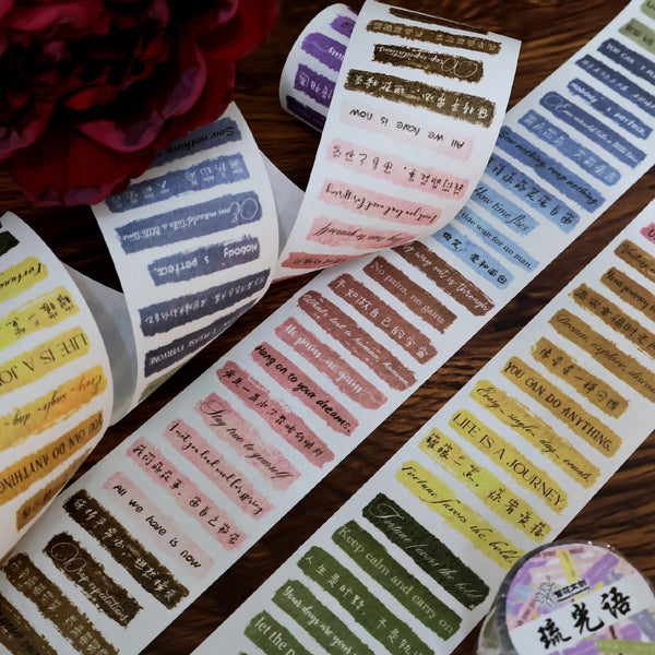 Whole Roll 5cm*5m Flowing light words Die Cutting Washi/PET Tape