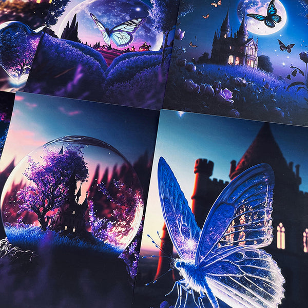 8PCS Purple Dream butterfly background paper