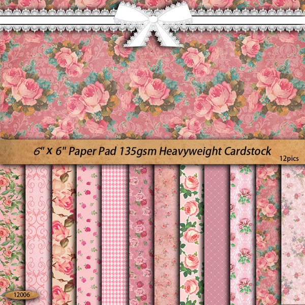12PCS Pink little flower material paper