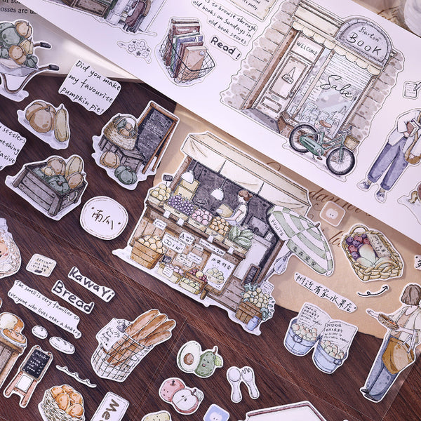 7.5cm*150cm Little Shop Street Die Cutting Washi/PET Tape