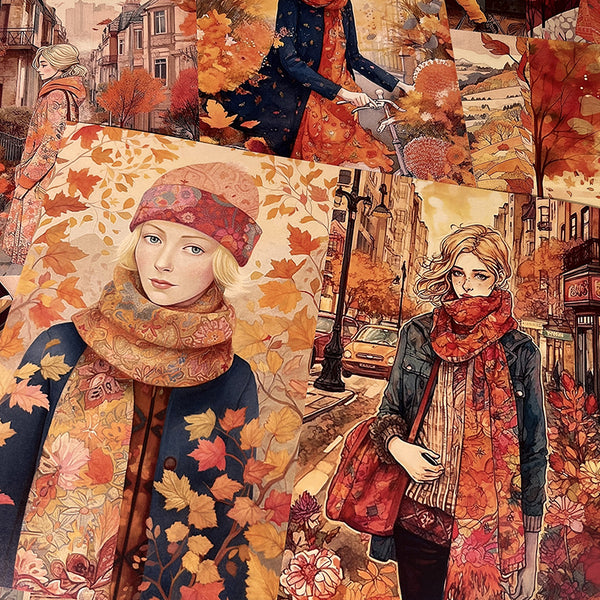 8PCS Art autumn background paper