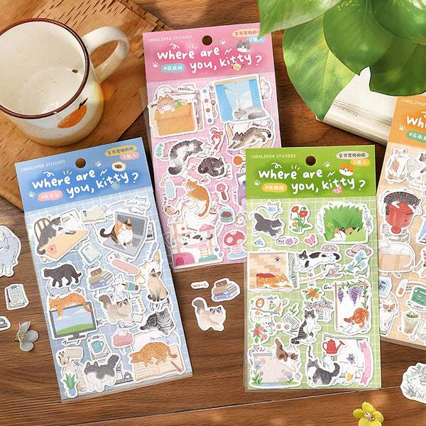 2PCS Where Did the Cat Go Series sticker