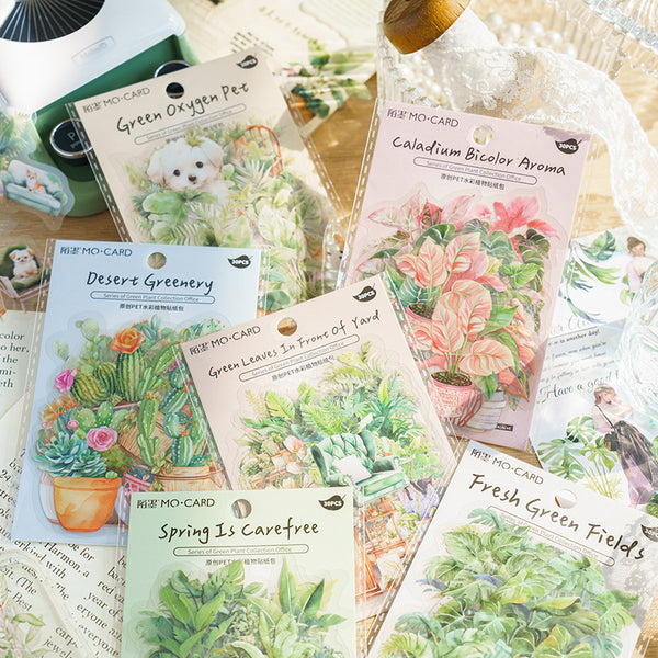 30PCS Green plant collection series sticker