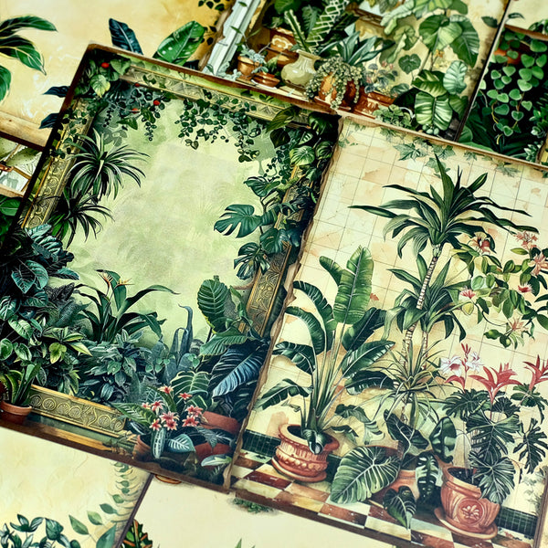 10PCS Green plant potted garden background paper