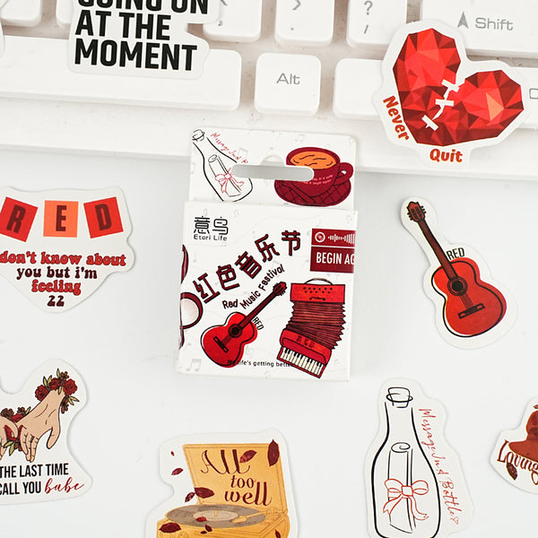 46PCS Red Music Festival series sticker