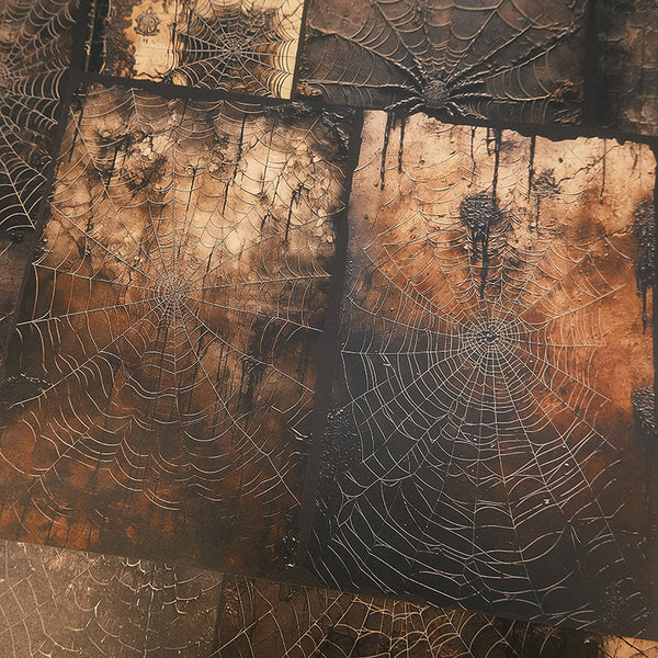 10PCS Gothic dark spider web background paper