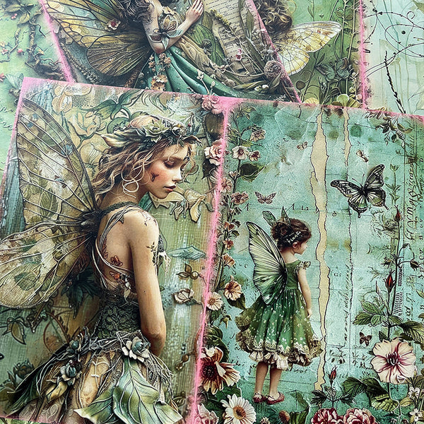 10PCS Green fairy background paper