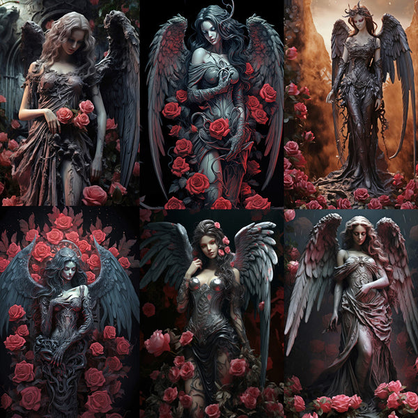 9PCS Dark rose Angel Sticker