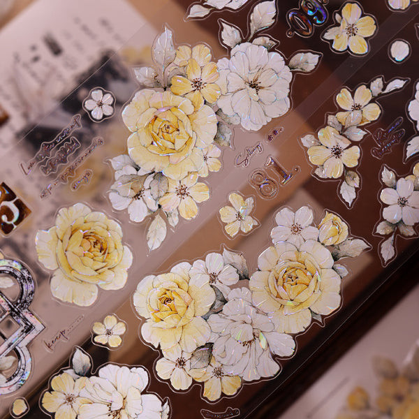 5.5cm*120cm Yellow rose Die Cutting Washi/PET/Shell Light PET Tape