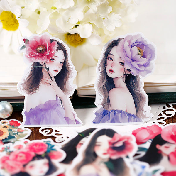18PCS Flower and girl sticker
