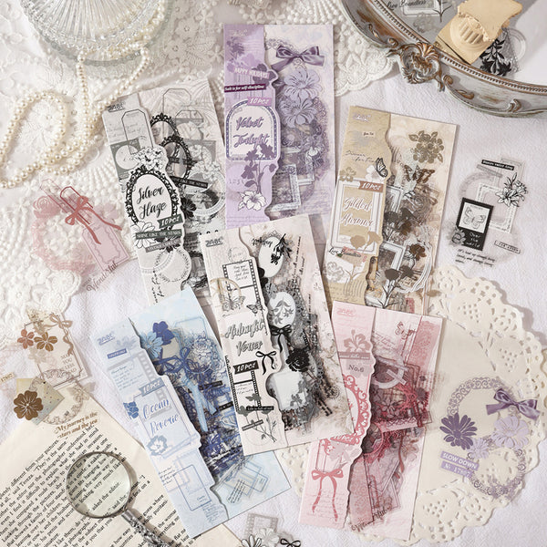 10PCS Glazed stationery series sticker