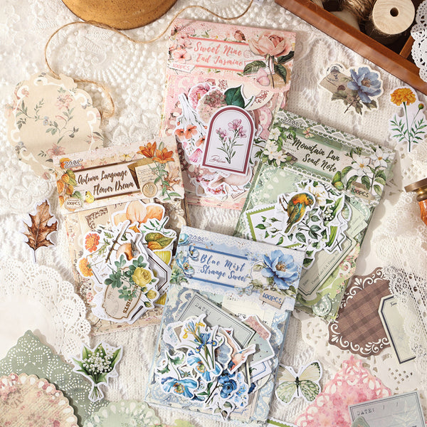 100PCS Old Stories Among Flowers Series material paper set