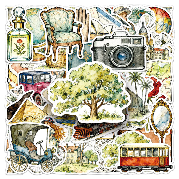 50PCS Retro travel girl Sticker