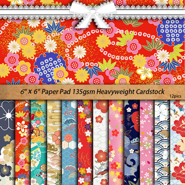 12PCS Colorful floral pattern material paper