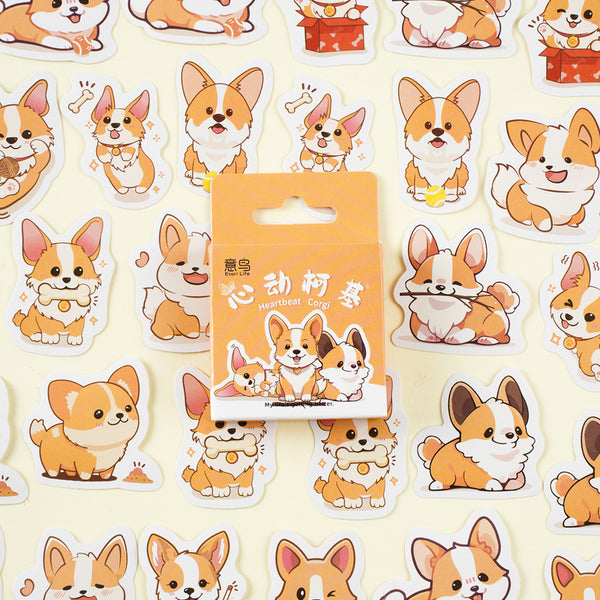 46PCS Cute corgi series sticker