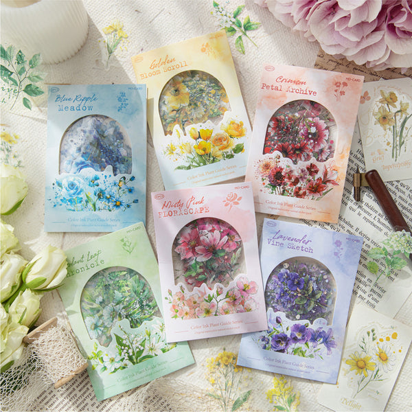 40PCS Color Ink Plant Guide Series sticker