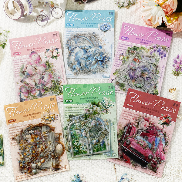 15PCS Flower Burial Series sticker