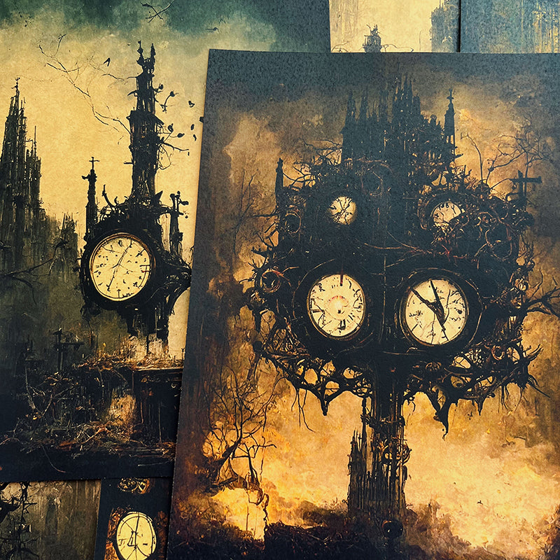 16PCS Ruins clock background paper – LBLYXIR