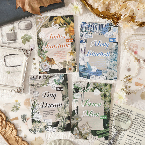 20PCS Flower Wandering Poems Series sticker book