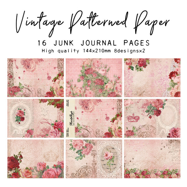 16PCS Retro flowers background paper