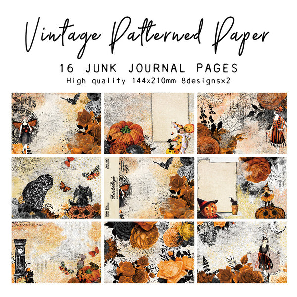 16PCS Dark Halloween background paper