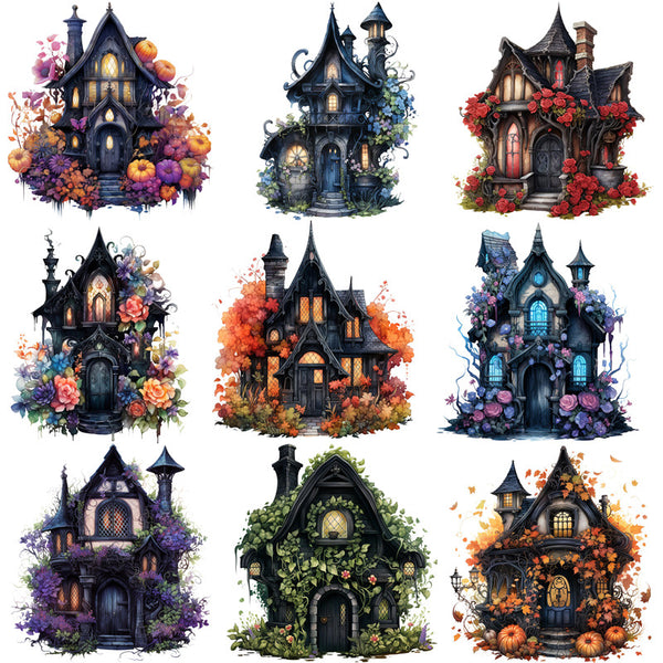 9PCS Gothic fairy house sticker