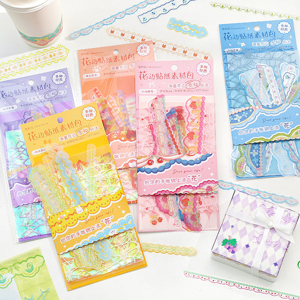 16PCS Flower Flow Firefly Series material paper set