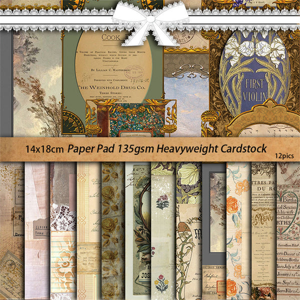 12PCS Artistic retro background material paper