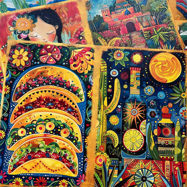10PCS Mexican pastoral food background paper