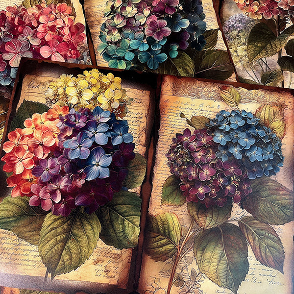 10PCS Dark hydrangea background paper